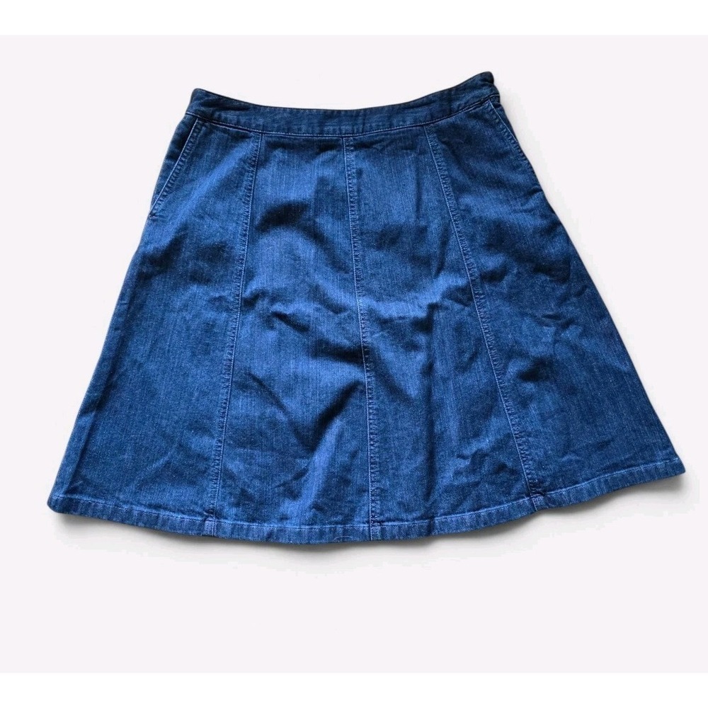 L.L. Bean Womens Classic Fit Denim A-Line Skirt Medium Wash Blue Size 16 Regular